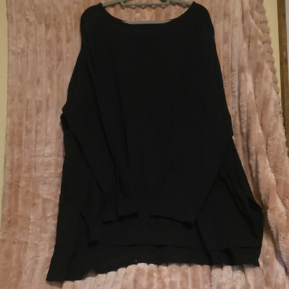 Lane Bryant Black Oversized Boatneck Sweatshirt